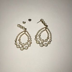 Unused, gold and white real earrings